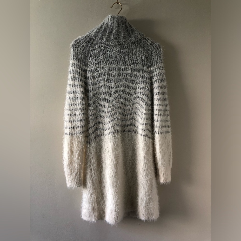 Anthropologie Gray and Cream Cowl Neck Sweater - Picture 3 of 15